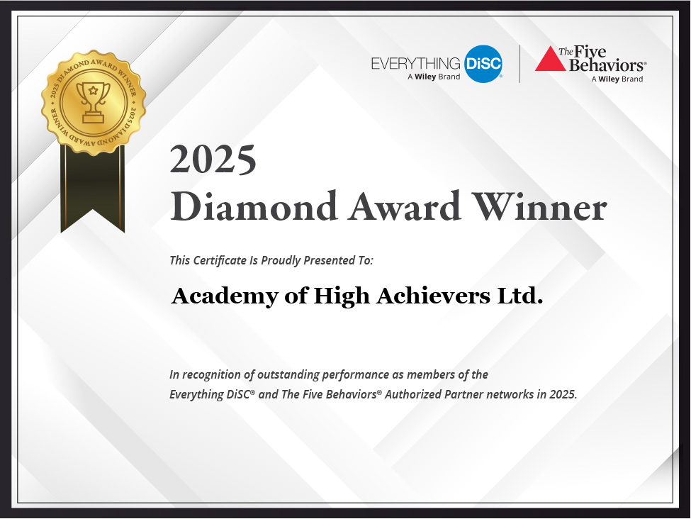 2025 Diamond Award Winner Wiley Certificate for Academy of High Achievers